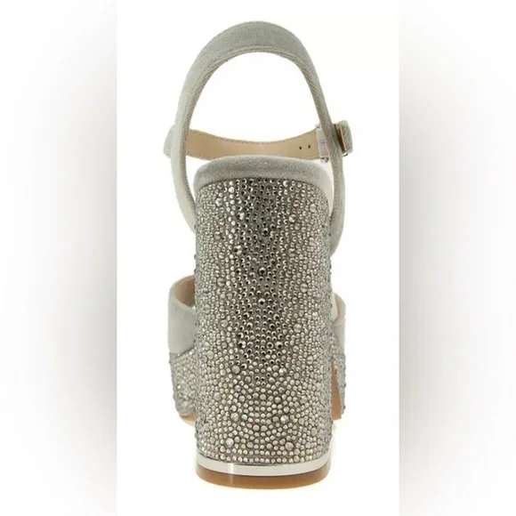 New! Kenneth Cole New York Dolly Crystal Heel Platform Sandal in silver Size 7.5 - Picture 6 of 12
